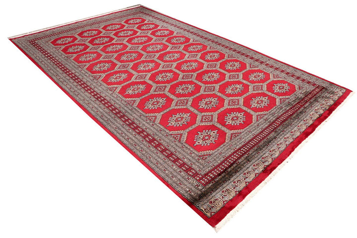 Firebrick Pakistani Jaldar Rug 6' 8" x 10' 10" Hand-Knotted | No. QA77667