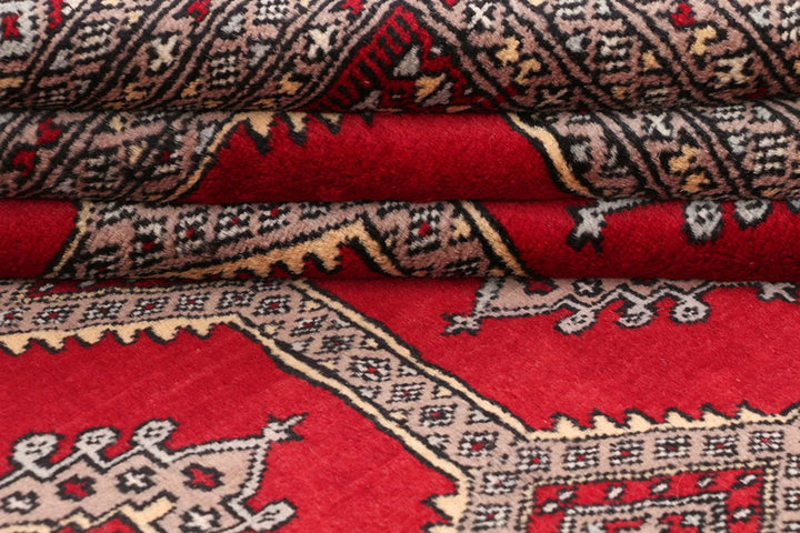 Firebrick Pakistani Jaldar Rug 6' 8" x 10' 10" Hand-Knotted | No. QA77667