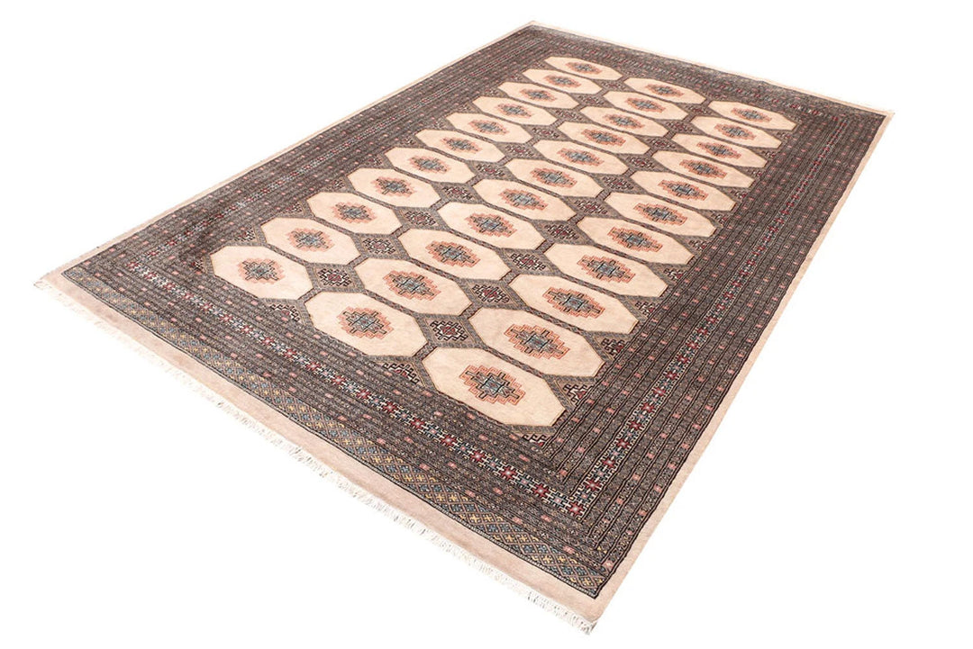 Bisque Pakistani Jaldar Rug 6' 8" x 10' Hand-Knotted | No. QA77716