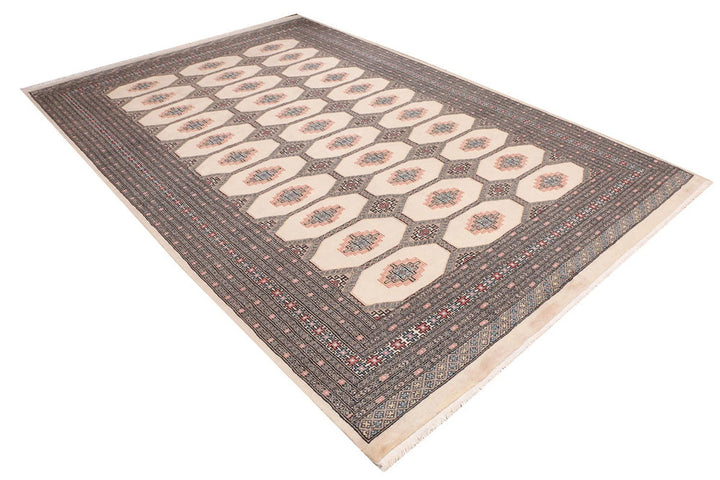 Bisque Pakistani Jaldar Rug 6' 8" x 10' Hand-Knotted | No. QA77716