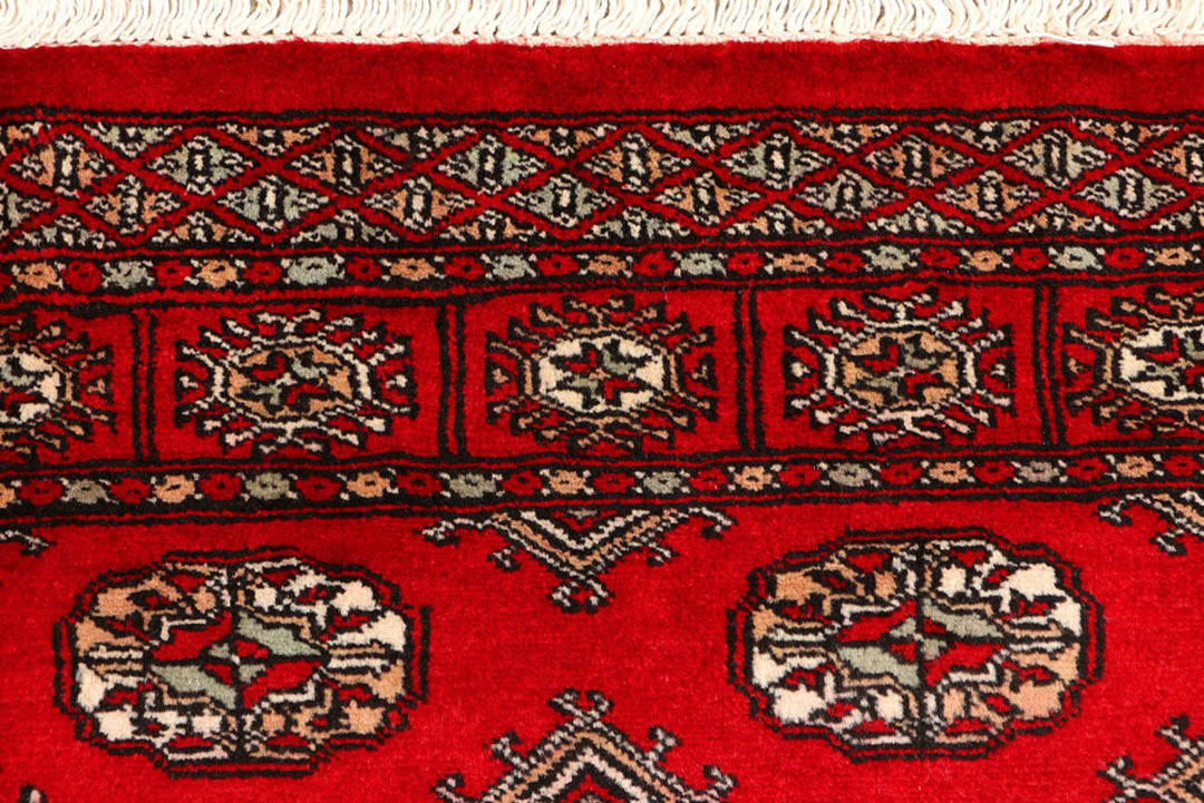 Dark Red Pakistani Bokhara Rug 3' 1" x 4' 9" Hand-Knotted | No. QA77738