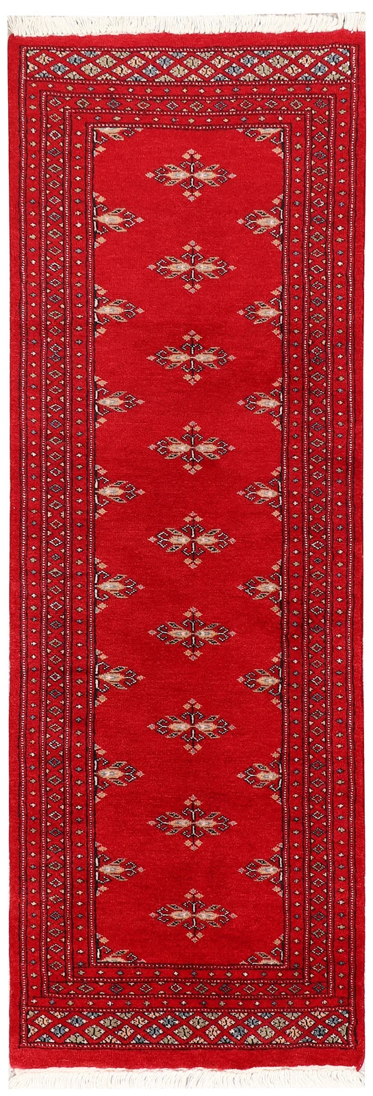 Red Pakistani Butterfly Runner Rug 2' 1" x 6' Hand-Knotted | No. QA77844