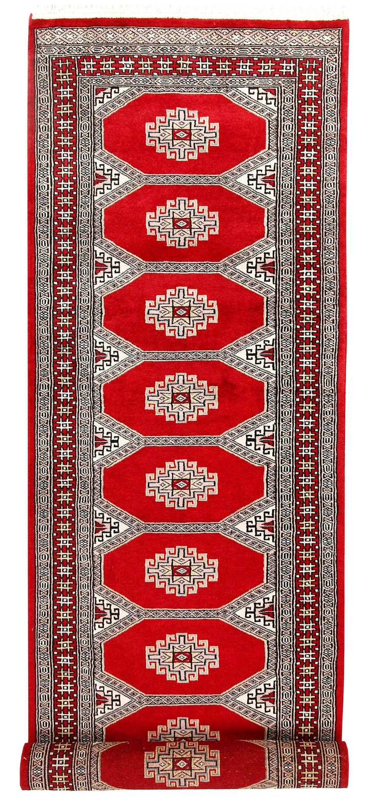 Red Pakistani Jaldar Rug 2' 7" x 9' 8" Hand-Knotted | No. QA77922
