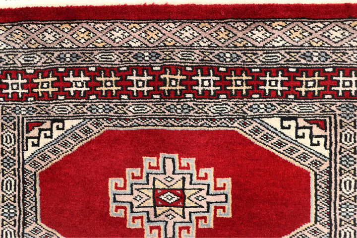 Red Pakistani Jaldar Rug 2' 7" x 9' 8" Hand-Knotted | No. QA77922