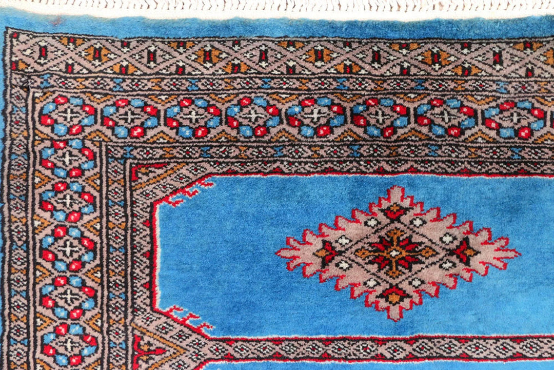 Blue Pakistani Jaldar Rug 2' 8" x 10' 9" Hand-Knotted | No. QA78008
