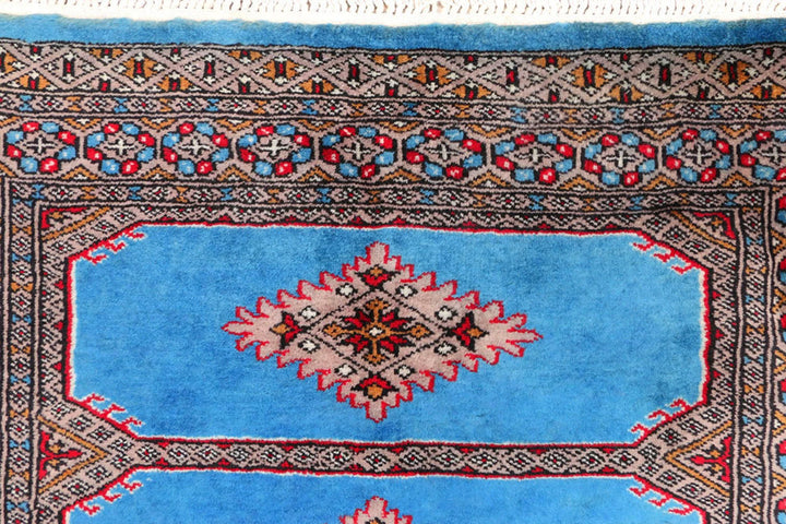 Blue Pakistani Jaldar Rug 2' 8" x 10' 9" Hand-Knotted | No. QA78008
