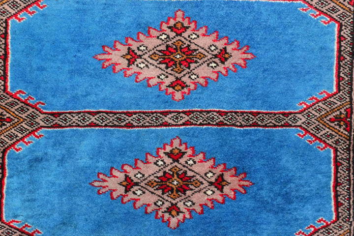 Blue Pakistani Jaldar Rug 2' 8" x 10' 9" Hand-Knotted | No. QA78008