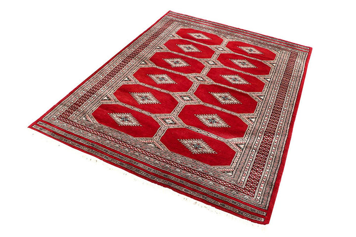 Red Pakistani Jaldar Rug 4' 7" x 6' 4" Hand-Knotted | No. QA78119