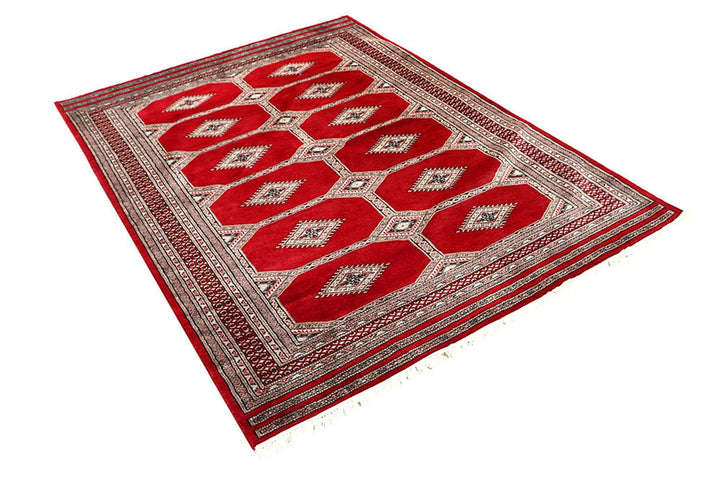 Red Pakistani Jaldar Rug 4' 7" x 6' 4" Hand-Knotted | No. QA78119
