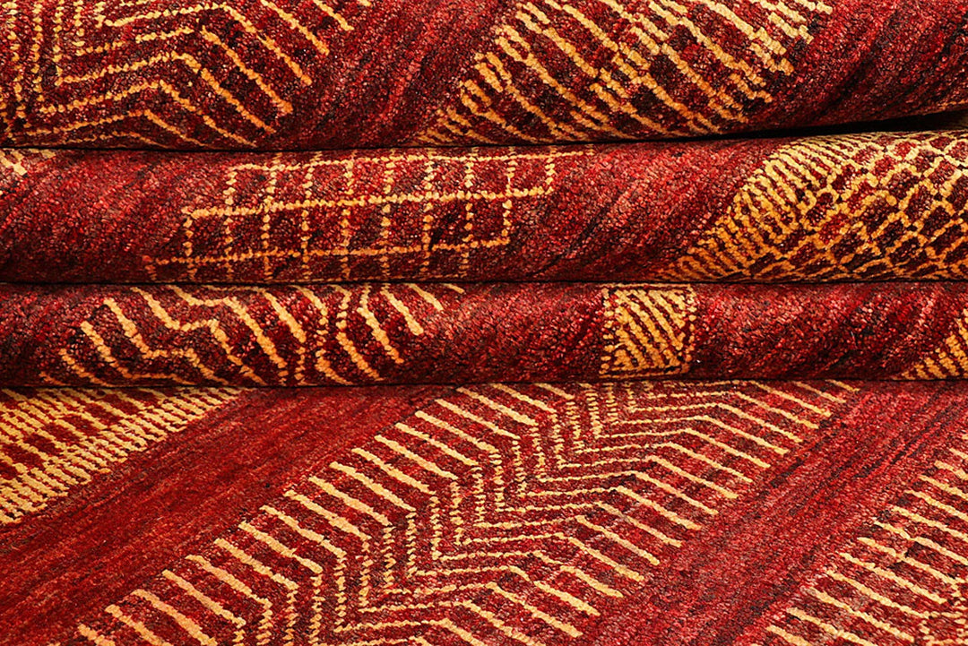 Pakistani Gabbeh Rug 8' x 9'9" Hand-Knotted | No. QA78124