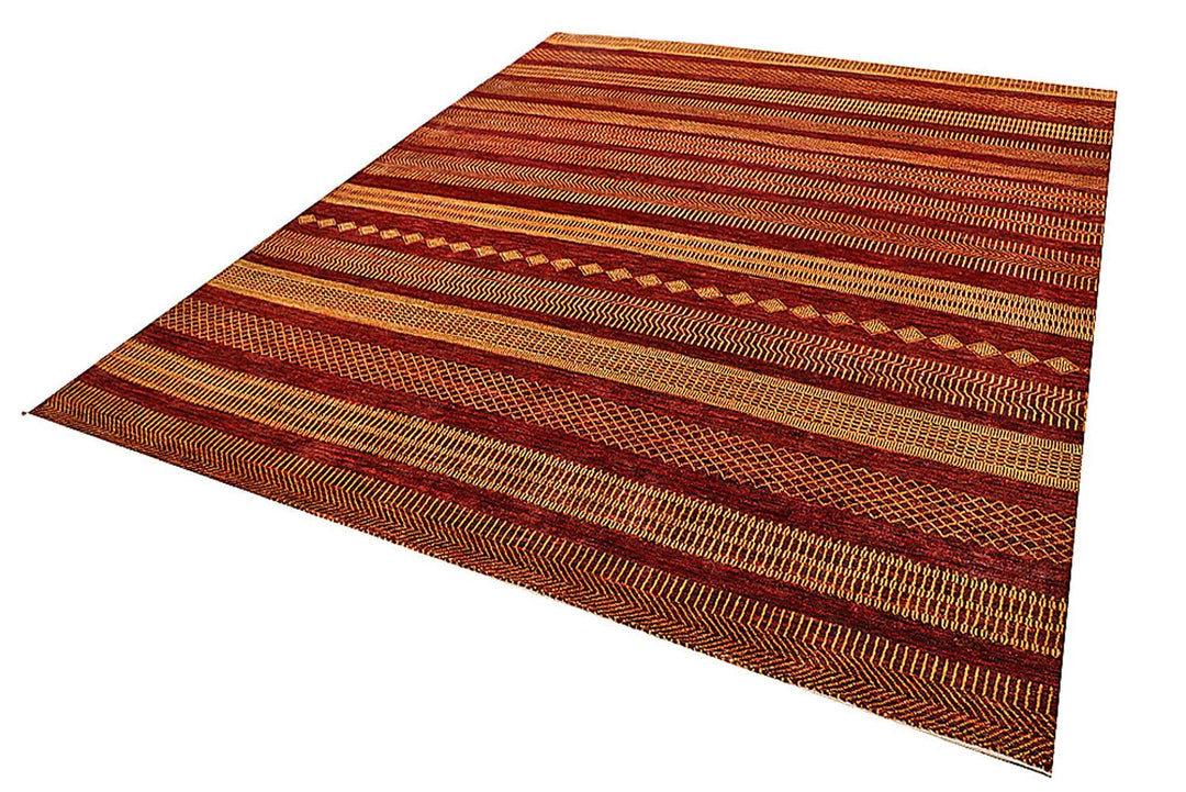 Pakistani Gabbeh Rug 8' x 9'9" Hand-Knotted | No. QA78124