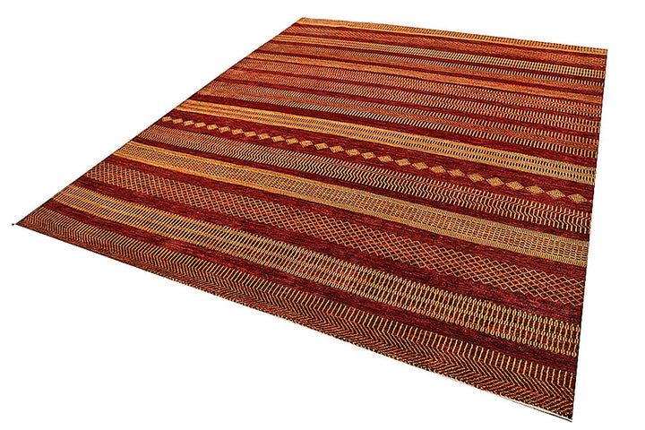 Pakistani Gabbeh Rug 8' x 9'9" Hand-Knotted | No. QA78124