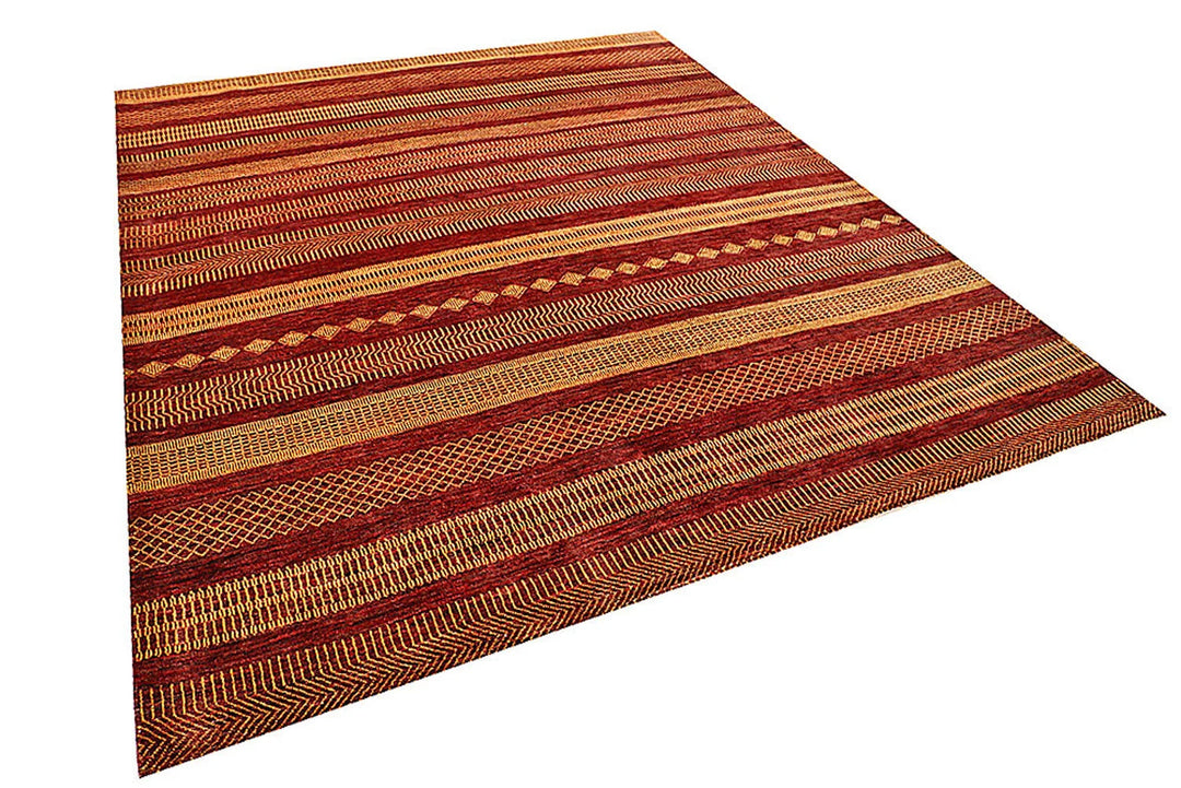 Pakistani Gabbeh Rug 8' x 9'9" Hand-Knotted | No. QA78124