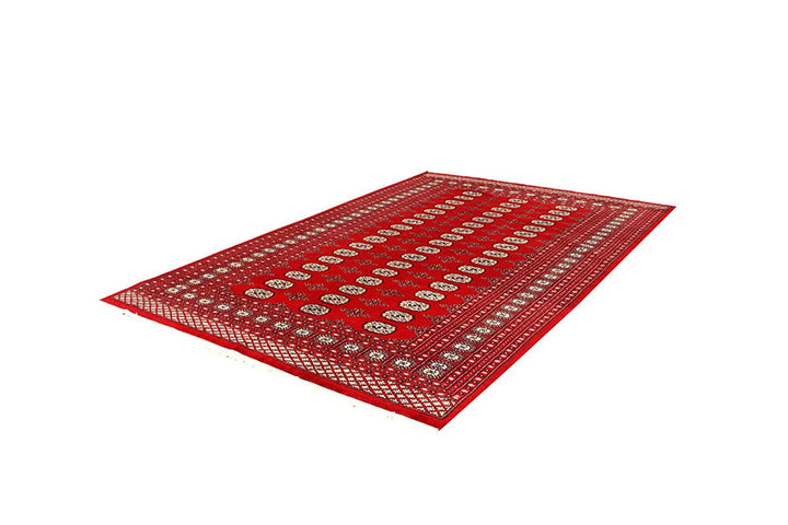 Red Pakistani Bokhara Rug 6' 1" x 9' 6" Hand-Knotted | No. QA78188