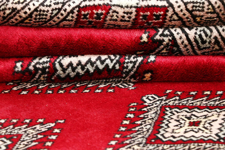 Firebrick Red Pakistani Jaldar Rug 5' x 8' Hand-Knotted | No. QA78198