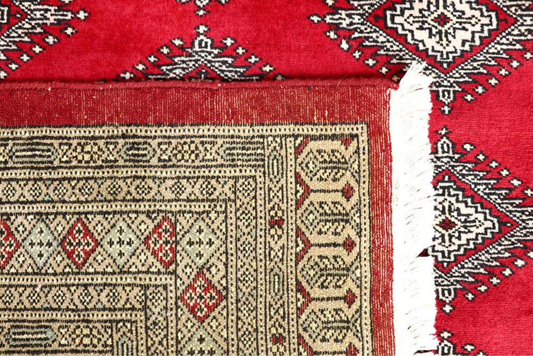Firebrick Red Pakistani Jaldar Rug 5' x 8' Hand-Knotted | No. QA78198
