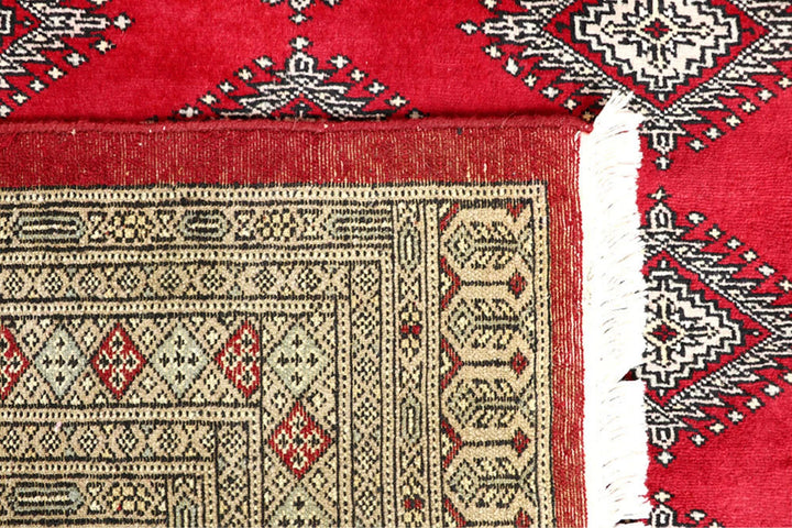 Firebrick Red Pakistani Jaldar Rug 5' x 8' Hand-Knotted | No. QA78198