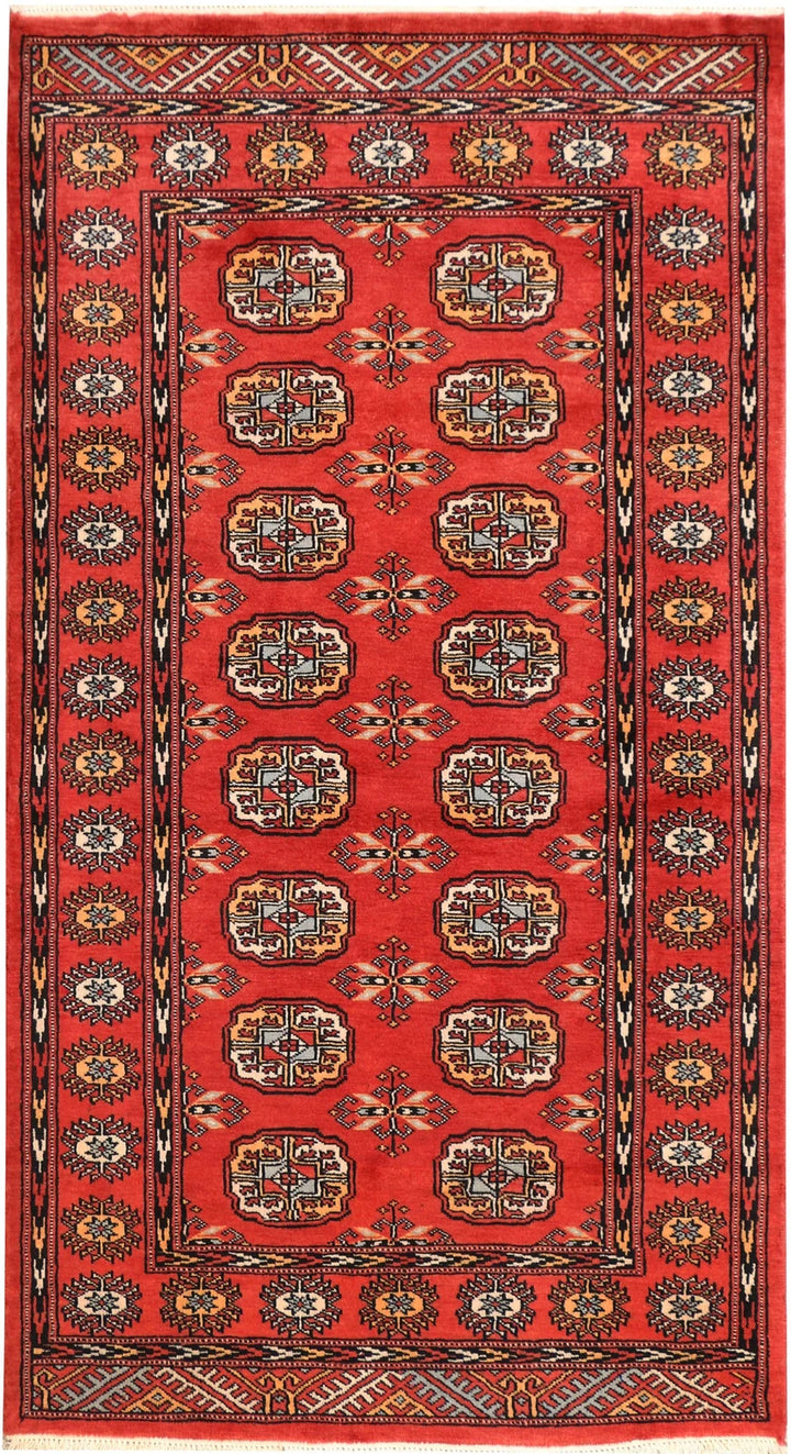 Orange Bokhara Rug 3' 3" x 5' 11" Hand-Knotted | No. QA78251