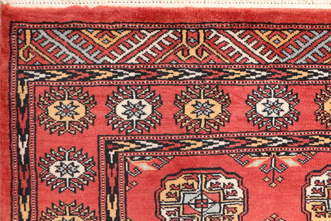 Orange Bokhara Rug 3' 3" x 5' 11" Hand-Knotted | No. QA78251