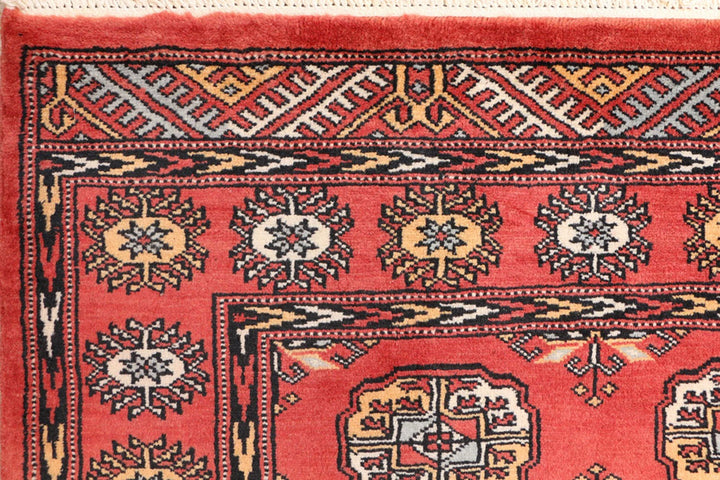 Orange Bokhara Rug 3' 3" x 5' 11" Hand-Knotted | No. QA78251