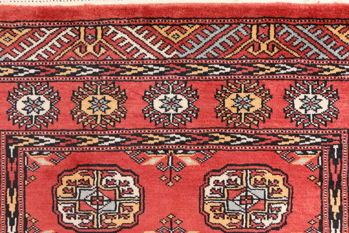 Orange Bokhara Rug 3' 3" x 5' 11" Hand-Knotted | No. QA78251