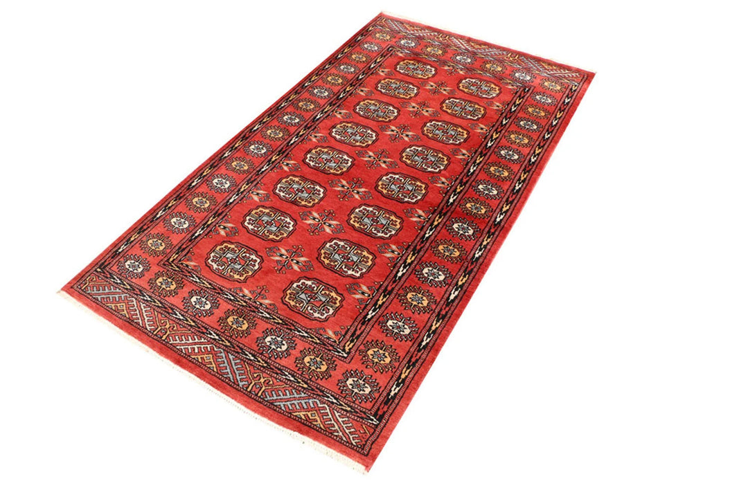 Orange Bokhara Rug 3' 3" x 5' 11" Hand-Knotted | No. QA78251