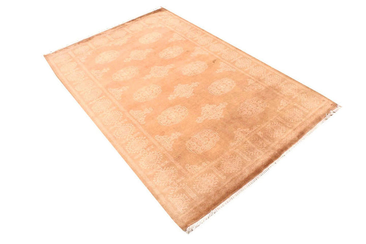 Brown Pakistani Bokhara Rug 4' 1" x 6' 4" Hand-Knotted | No. QA78317