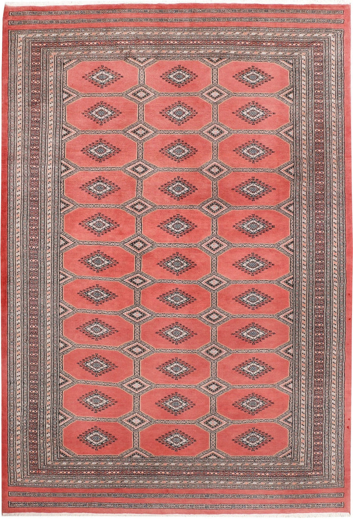 Red Pakistani Jaldar Rug 6' 8" x 10' Hand-Knotted | No. QA78375