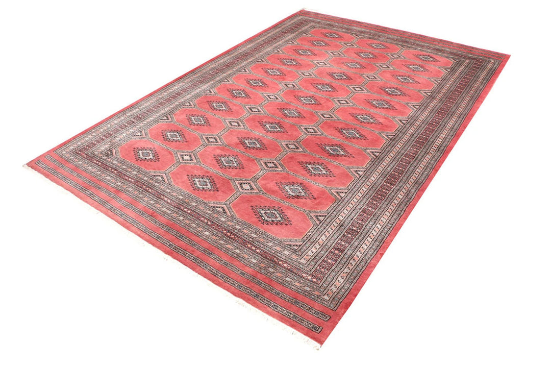 Red Pakistani Jaldar Rug 6' 8" x 10' Hand-Knotted | No. QA78375