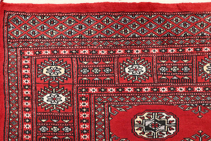 Firebrick Red Pakistani Bokhara Rug 5' 1" x 7' 10" Hand-Knotted | No. QA78385