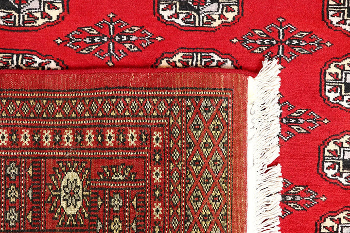 Firebrick Red Pakistani Bokhara Rug 5' 1" x 7' 10" Hand-Knotted | No. QA78385