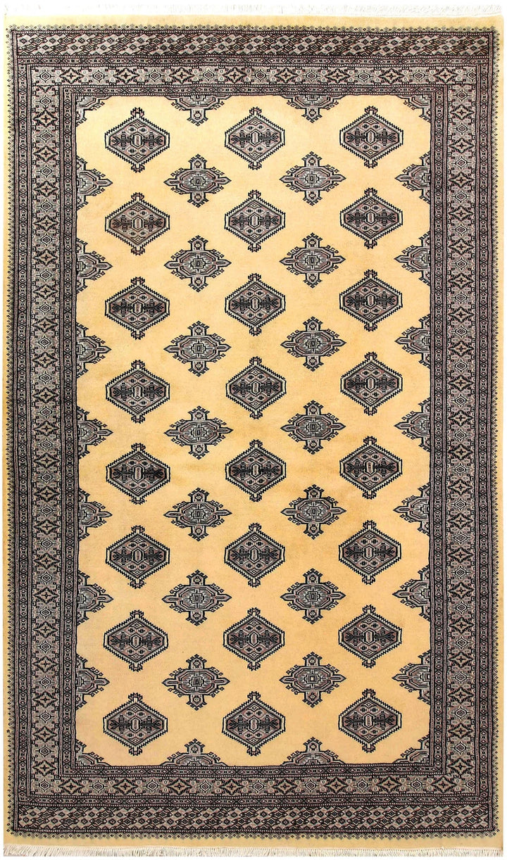 Brown Pakistani Jaldar Rug 5' 1" x 8' 6" Hand-Knotted | No. QA78490