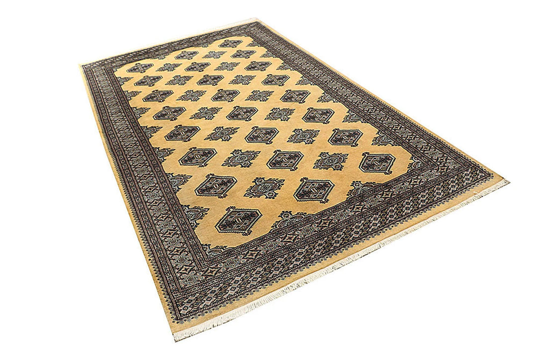 Brown Pakistani Jaldar Rug 5' 1" x 8' 6" Hand-Knotted | No. QA78490