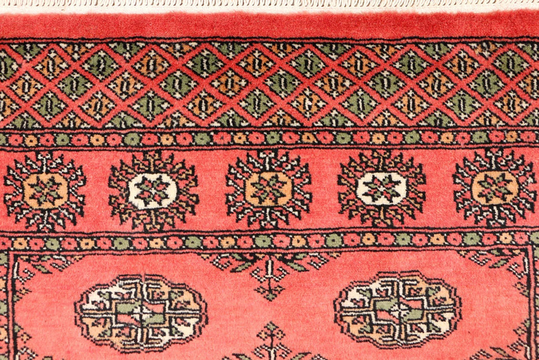 Tomato Orange Pakistani Bokhara Rug 3' 1" x 5' 5" Hand-Knotted | No. QA78522