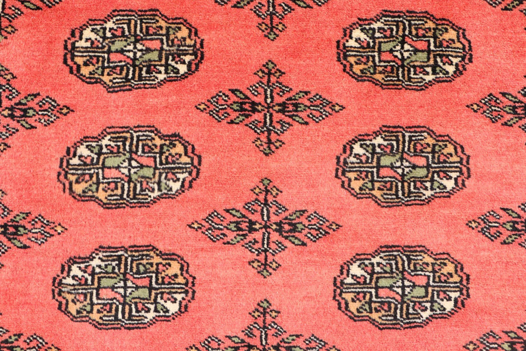 Tomato Orange Pakistani Bokhara Rug 3' 1" x 5' 5" Hand-Knotted | No. QA78522