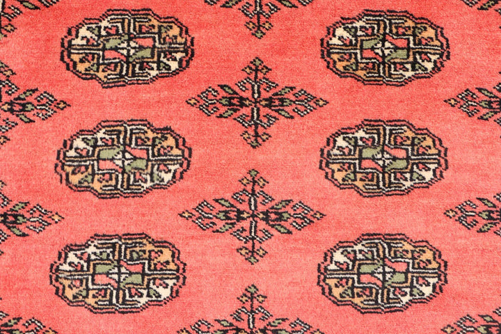 Tomato Orange Pakistani Bokhara Rug 3' 1" x 5' 5" Hand-Knotted | No. QA78522