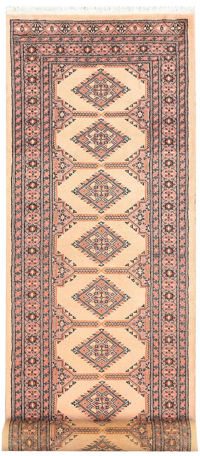 Antique White Pakistani Jaldar Rug 2' 7" x 8' 10" Hand-Knotted | No. QA78543