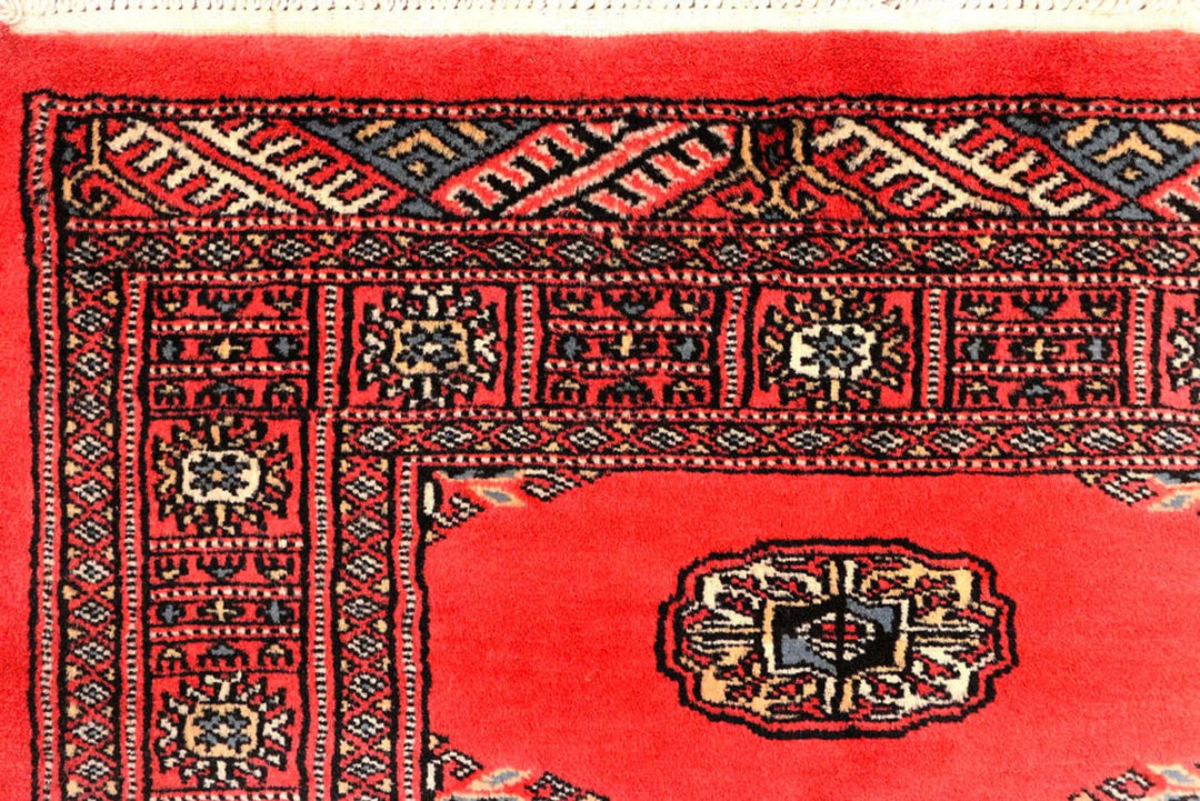 Salmon Pakistani Bokhara Rug 2'7" x 11'1" Hand-Knotted | No. QA78739