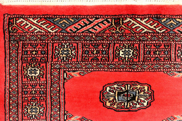 Salmon Pakistani Bokhara Rug 2'7" x 11'1" Hand-Knotted | No. QA78739