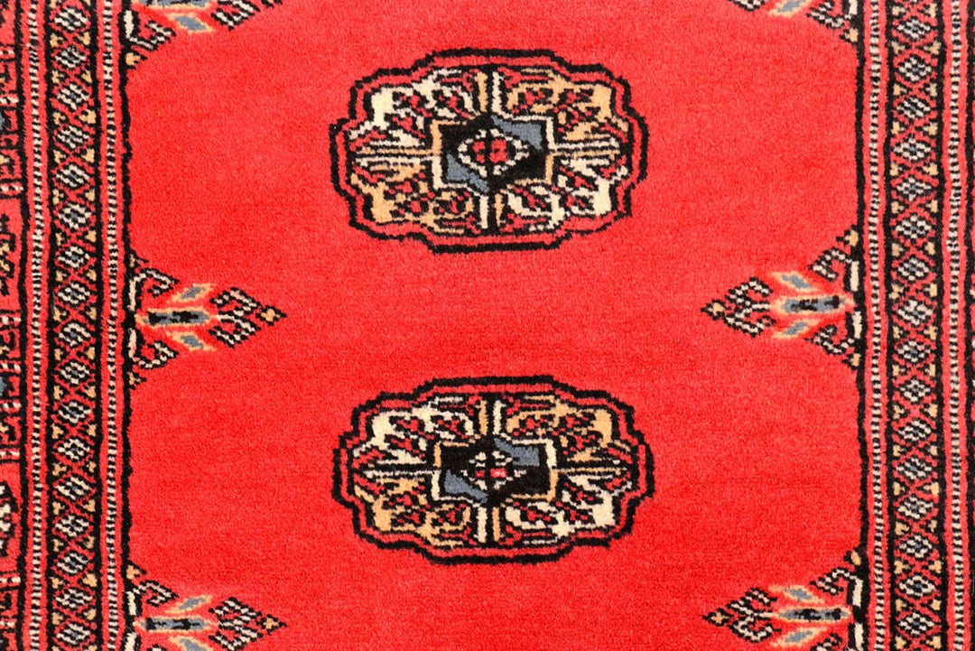 Salmon Pakistani Bokhara Rug 2'7" x 11'1" Hand-Knotted | No. QA78739
