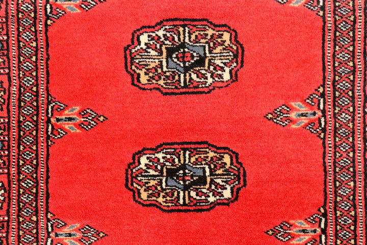 Salmon Pakistani Bokhara Rug 2'7" x 11'1" Hand-Knotted | No. QA78739