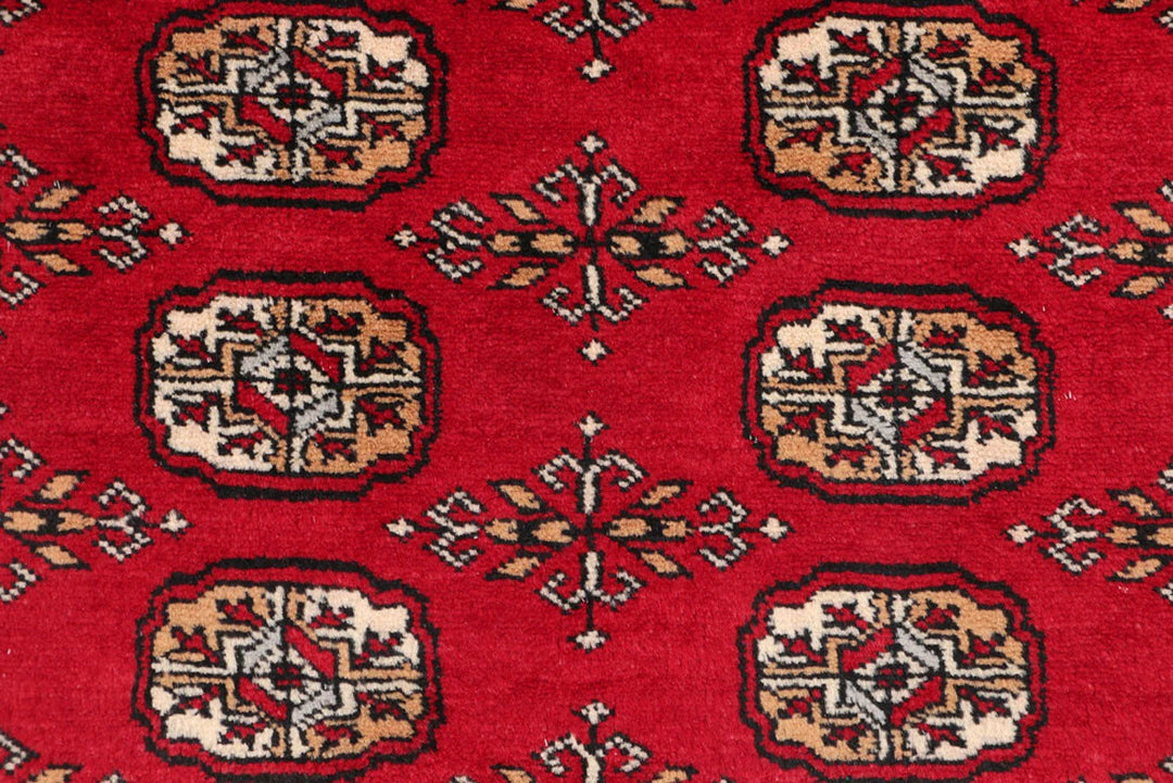 Dark Red Bokhara Rug 3' x 5' 3" Hand-Knotted | No. QA78743