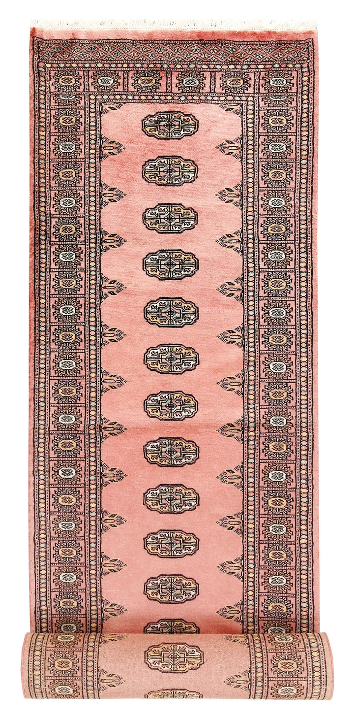 Salmon Pakistani Bokhara Rug 2' 7" x 13' 5" Hand-Knotted | No. QA78807