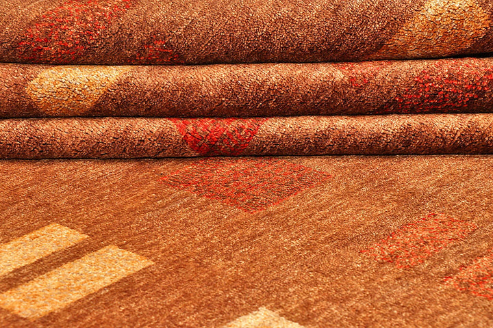Brown Pakistani Gabbeh Rug 8' 2" x 11' 10" Hand-Knotted | No. QA78879