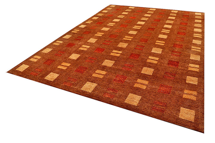 Brown Pakistani Gabbeh Rug 8' 2" x 11' 10" Hand-Knotted | No. QA78879