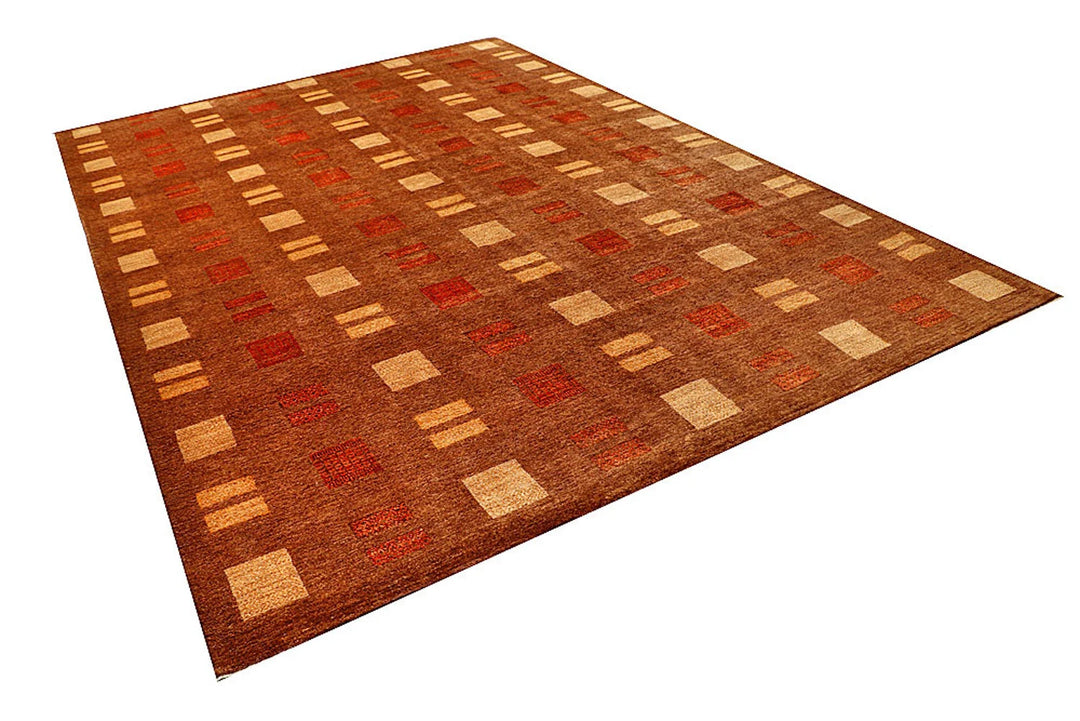 Brown Pakistani Gabbeh Rug 8' 2" x 11' 10" Hand-Knotted | No. QA78879