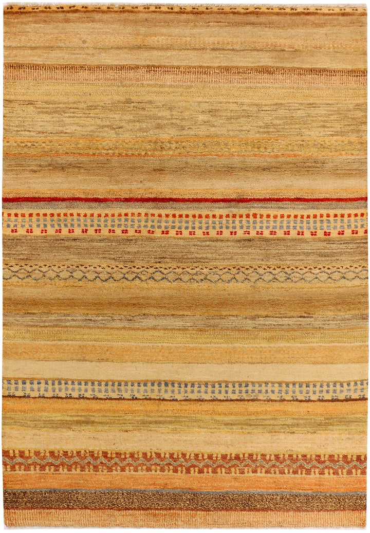 Brown Pakistani Gabbeh Rug 4' 2" x 6' Hand-Knotted | No. QA78927