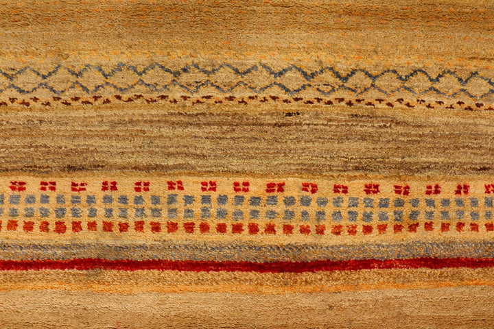 Brown Pakistani Gabbeh Rug 4' 2" x 6' Hand-Knotted | No. QA78927