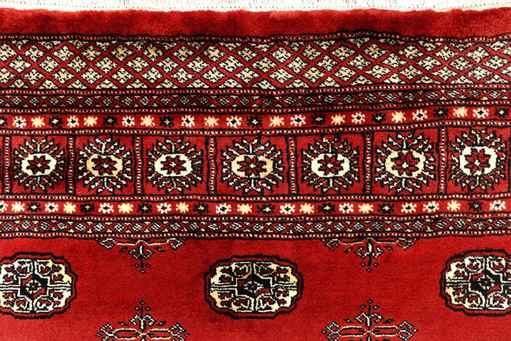 Orange Red Pakistani Bokhara Rug 6' x 8'11" Hand-Knotted | No. QA79047