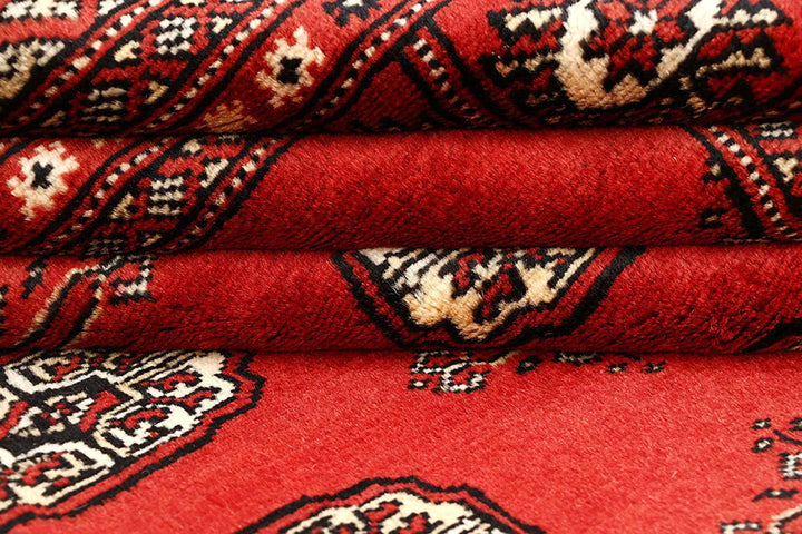 Orange Red Pakistani Bokhara Rug 6' x 8'11" Hand-Knotted | No. QA79047